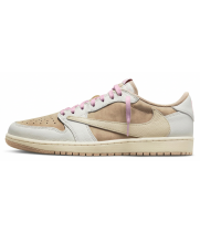 Кроссовки Travis Scott x Air Jordan 1 OG SP Low Sail Shy Pink