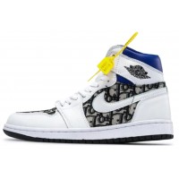 Кроссовки Nike Air Jordan Dior High OG белые с принтом