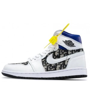 Кроссовки Nike Air Jordan Dior High OG белые с принтом