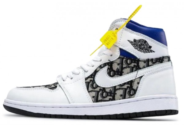 Кроссовки Nike Air Jordan Dior High OG белые с принтом