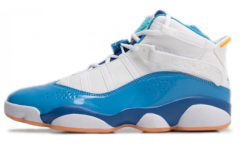 white and blue air jordan 6