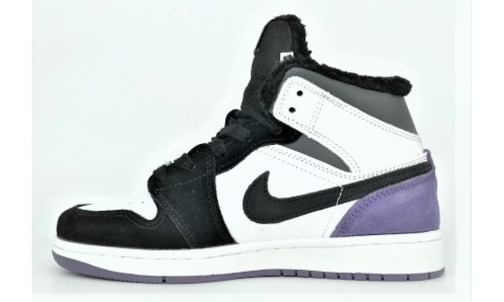 Зимние кроссовки Nike Air Jordan 1 High черные с фиолетовым купить