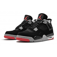 Nike Air Jordan IV 4 Retro Black Cement с мехом