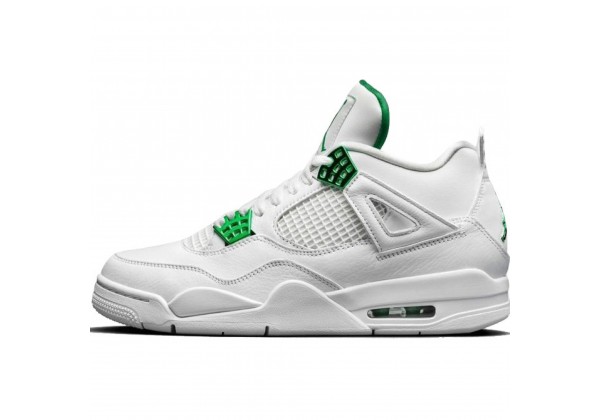 Кроссовки Nike Air Jordan 4 белые с зеленым