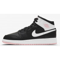 Кроссовки Nike Air Jordan 1 Mid черные с розовым