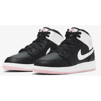 Кроссовки Nike Air Jordan 1 Mid черные с розовым