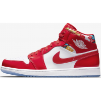 Кроссовки Nike Air Jordan 1 Mid SE красные с белым