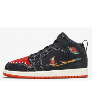 Кроссовки Nike Air Jordan 1 Mid SE черные с красным