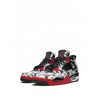 Кроссовки Nike Air Jordan 4 Retro черно-белые с красным