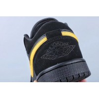 Кроссовки Nike Air Jordan 1 Low черные с желтым