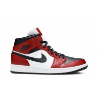 Кроссовки Nike Air Jordan 1 Mid Chicago Toe красно-белые