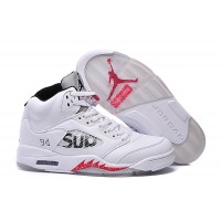 Кроссовки Nike Air Jordan 5 Retro x Supreme 'White'