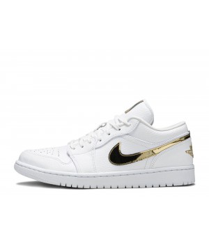 Кроссовки Nike Air Jordan 1 Low белые с золотым