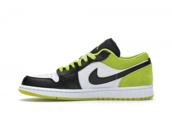 Кроссовки Nike Air Jordan 1 Low черно-белые с салатовым