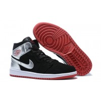 Кроссовки Nike Air Jordan 1 Mid черно-серебряные