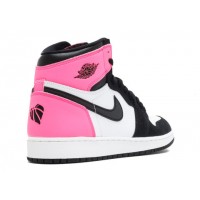 Кроссовки Nike Air Jordan GS черно-белые с розовым