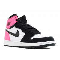 Кроссовки Nike Air Jordan GS черно-белые с розовым